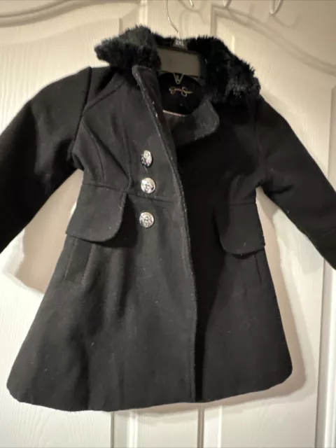 Jessica Simpson Girls Military Church Coat Black Double Breasted Pockets Si4 EUC