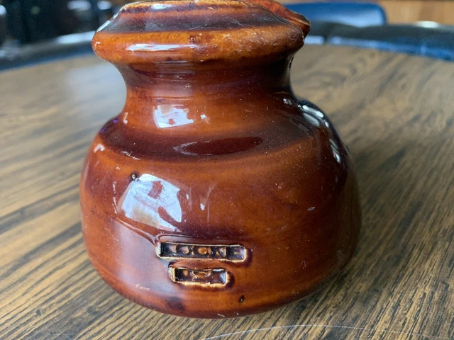 LOCKE Glazed BROWN PORCELAIN INSULATOR USA