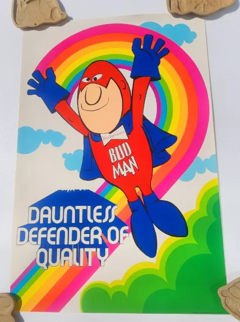 Vintage 1973  Budman Budweiser Rainbow Beer Poster LGBTQ+