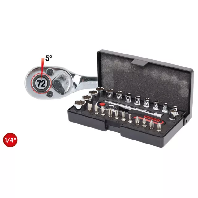 Ks tools Chromeplus Mini Trinquete 1/4" Set de Llaves Conexión, 26-tlg 918.0626