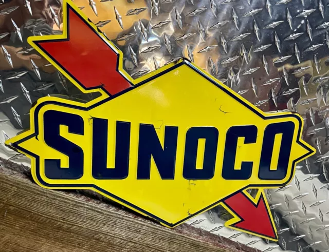 Vintage Sunoco Racing Gas Station Metal Tin Sign Gasoline Pump large 20" garage
