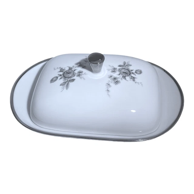 Vintage Winterling Bavaria Germany Covered Dish Casserole Bowl Gray Rose Silver