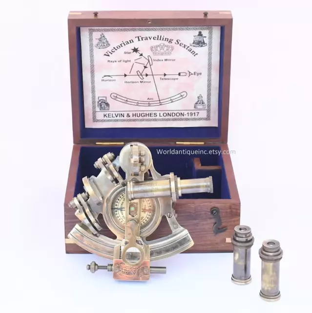 Nautical Brass Working Sextant, Antique Maritime Navigational Instrument With