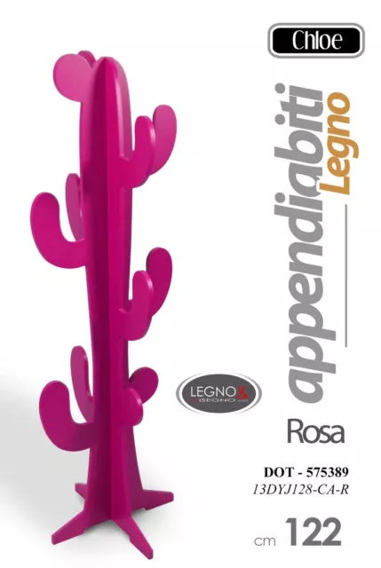 Appendiabiti Albero Verticale Attaccapanni Da Terra Legno Piantana Fucsia 122 Cm