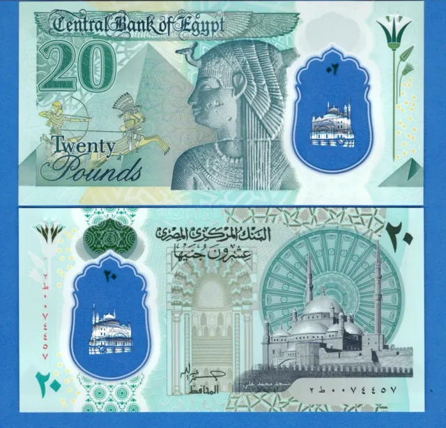 Egypt P-82 20 Pounds Year 2023 Polymer Uncirculated Banknote