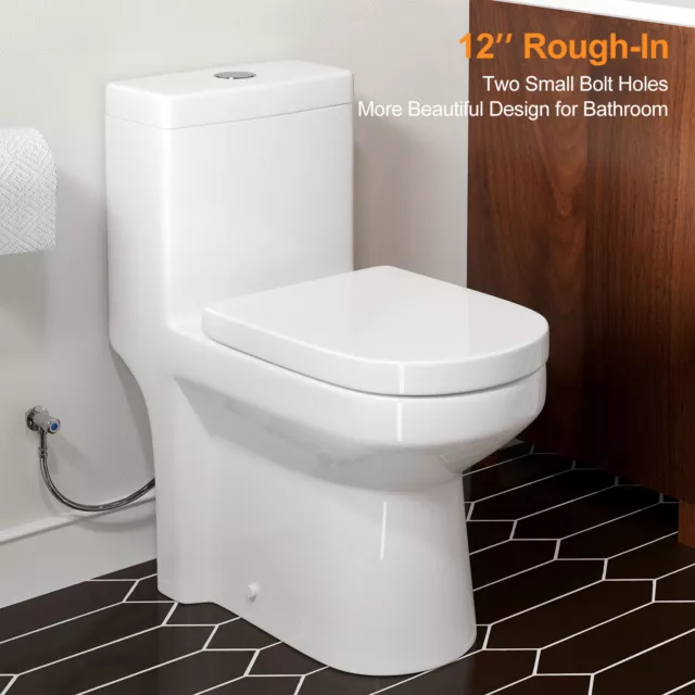 1-Piece 1.1/1.28 GPF Dual-Flush Compact Floor Mounted Toilet with White Seat