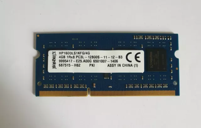 KINGSTON 1X4GB 4GB HP16D3LS1KFG/4G 1Rx8 PC3L 12800S Laptop Ram Memory