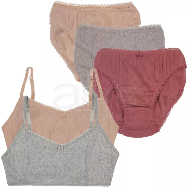 Girls Crop Top First Bra Knickers Brief Set Underwear Bralette AGE 8-14  Years