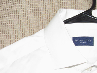 PROPER CLOTH Mens 16.5-32/33 Solid White Dress Shirt Non Iron All Cotton EUC