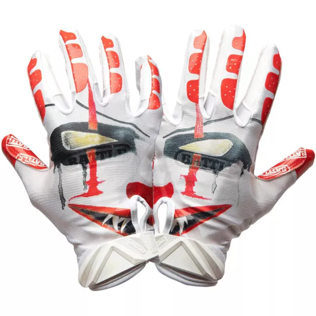 Battle Sports Clown Adult Cloaked Football Receiver Gloves - White