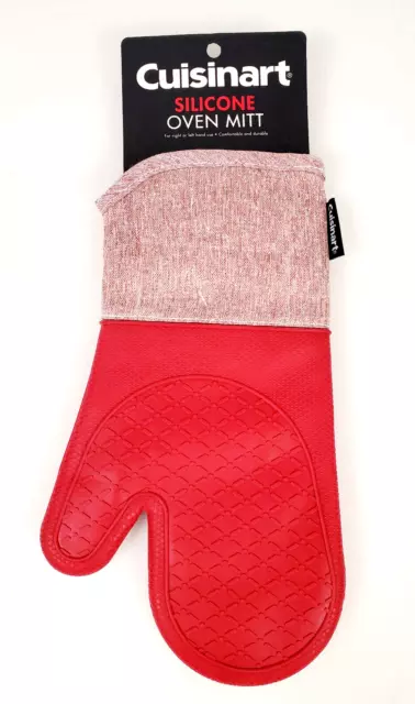 Cuisinart Oven Mitt Glove w/ Nonslip Silicone Grip & Quilted Inner Lining, Red