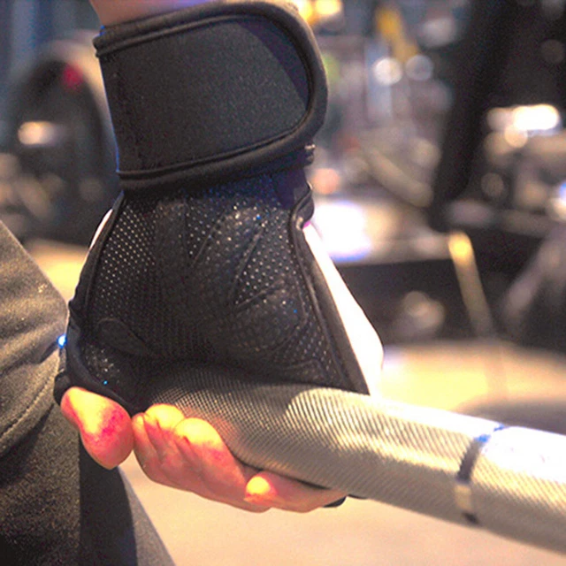 Fingerless Workout Gloves Weight Lifting Hand Grips Black Handles Sports 11