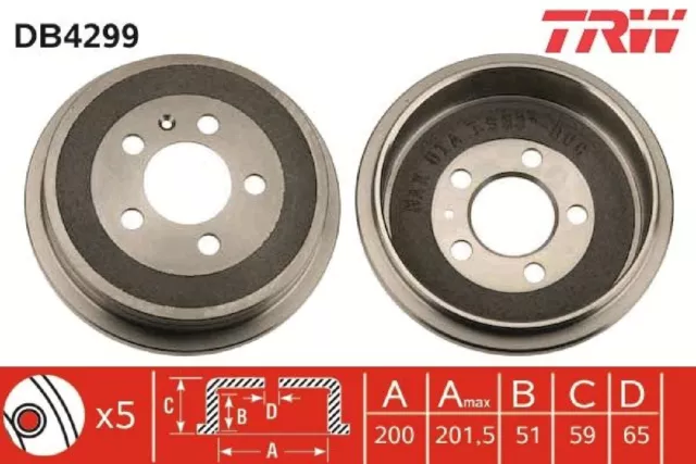 TRW DB4299 Bremstrommel für Audi für Seat für Skoda für VW