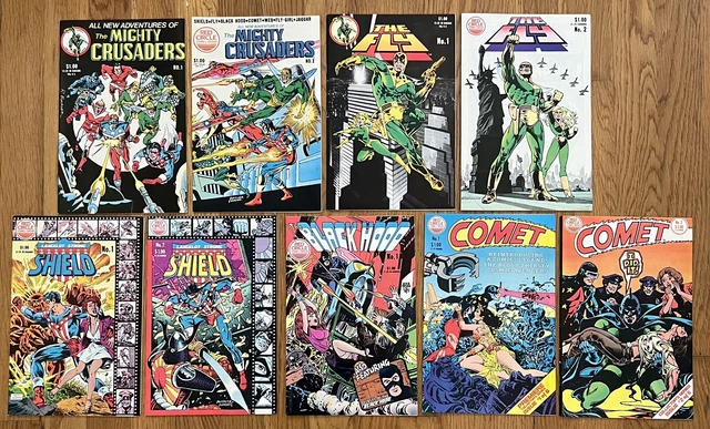 Red Circle Comics Mighty Crusaders Lot of 9 Shield Black Hood Fly Comet 1983