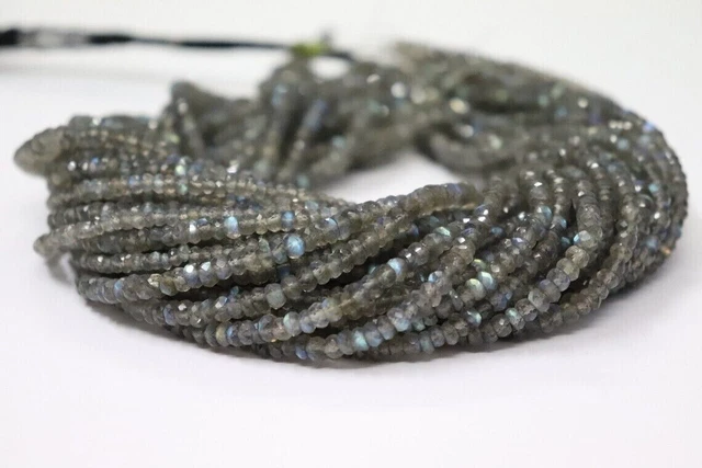 3-4Mm Naturel Aaa Flashy Labradorite Perles Rondelle À Facettes Gemstone...