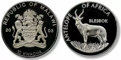 Malawi 2003 Large Proof 10 Kwacha-Antelope Blesbok