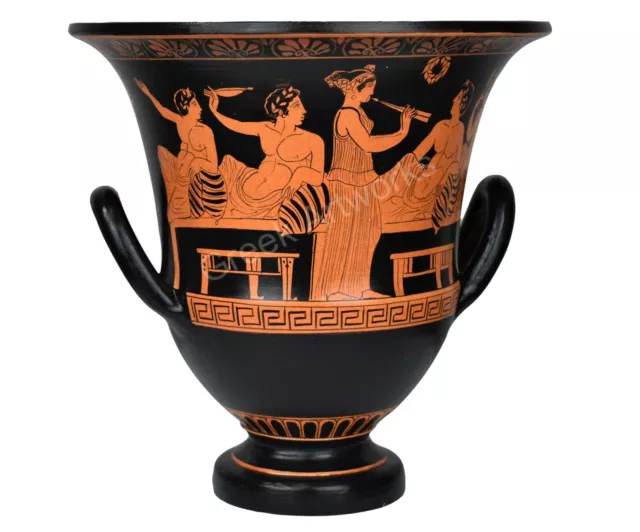 Symposium Krater Musician Female Satyr Ancient Greek Roman Pottery Vase Art