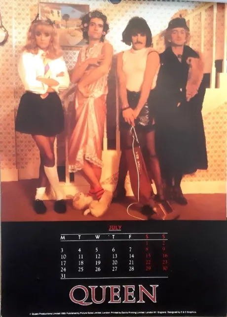 Queen  1989 Calendar, officially licensed, dates match 2023,  English rock band 3