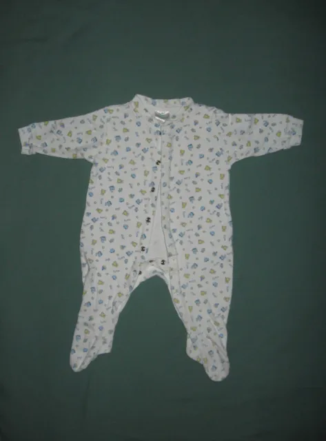 Early Days boys girls white blue yellow print cotton sleep suit age 6-12 months