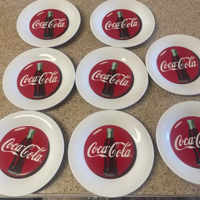 Vintage 1996 COCA-COLA PLATE SALAD DESSERT- GIBSON - 7 3/4 INCHES Set of 8