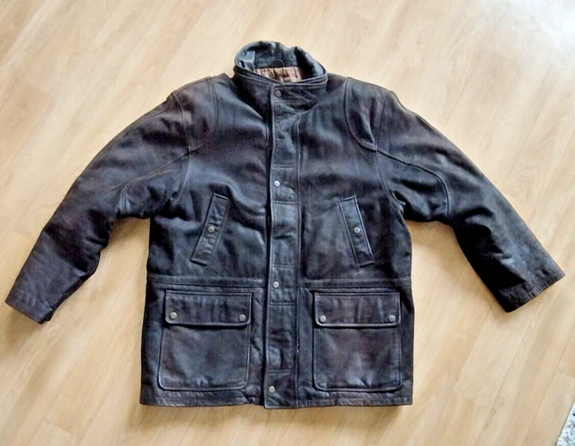 Parka En Cuir Pour Homme – Marron, Coupe Slim, Col à Revers, Double Boutonnage, Poches à Rabat - 2
