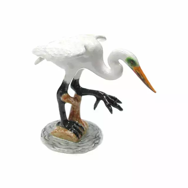 Northern Rose Great White Egret - miniature porcelain figurine