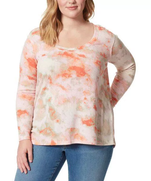 MSRP $60 Jessica Simpson Tie-Dye Melinda Textured Scoop Neck Top - Plus Size 3X