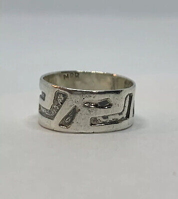MRR 925 Sterling Silver 9mm Wide Band Ring Size 6.5 Mexico Handmade 2.6g