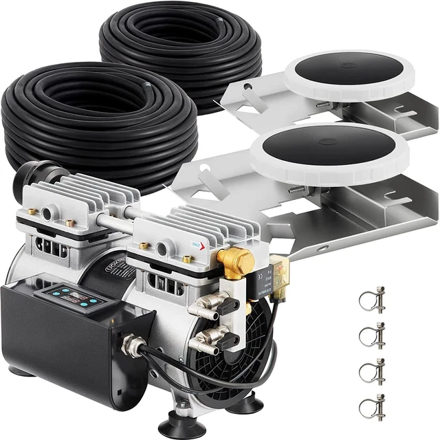 UOKRR 3/4HP Oil-Free Rocking Piston Air Compressor 2 Diffusers Two 100ft Hoses