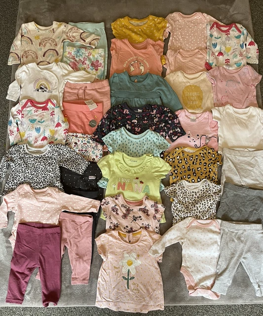 Large baby girls age 0-3 months tops bottoms and vest bundle inc george & others