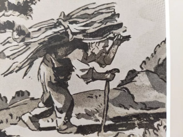 1930 published plate of Jules Chadel Woodcut "La Mort et la Boucheron"