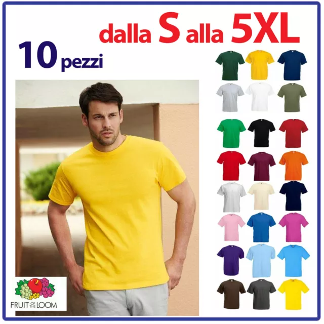 T SHIRT uomo donna fruit of the loom manica corta 100% cotone bianca nera ESTIVA