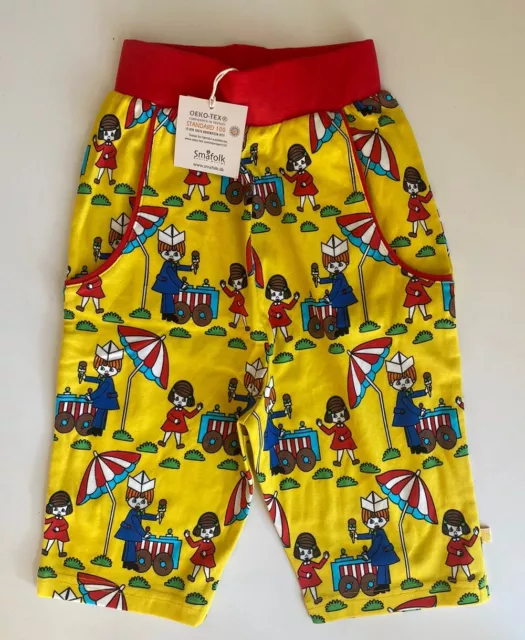 Smafolk kids size 7-8 yellow red cropped wide leg pants ice cream stand, BNWT