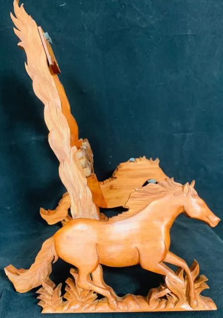 Blueberry Handmade Carved Wood Guitar Stand Horses - Built to order in 60 Days