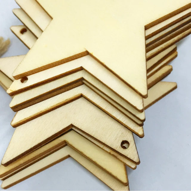 20 Pcs Bamboo Christmas Wood Slices Xmas Tree Wooden Hanging Tags Ornament