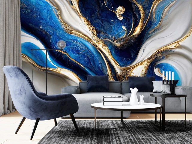 3D Navy Blue Stripes 102125 Andrea Haase Floor Mural  Wallpaper Murals Self-Adhesive Removable Print Epoxy