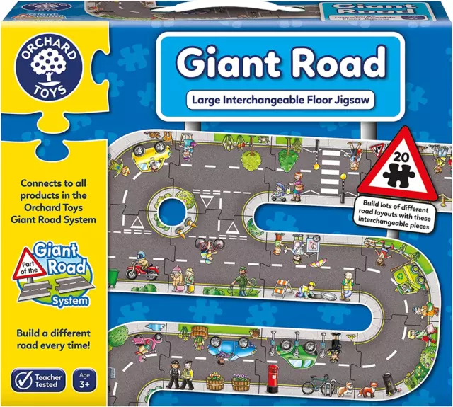 Orchard Toys Giant Road Jigsaw Puzzle, Car Track on a Large Floor Puzzle, Car 3+