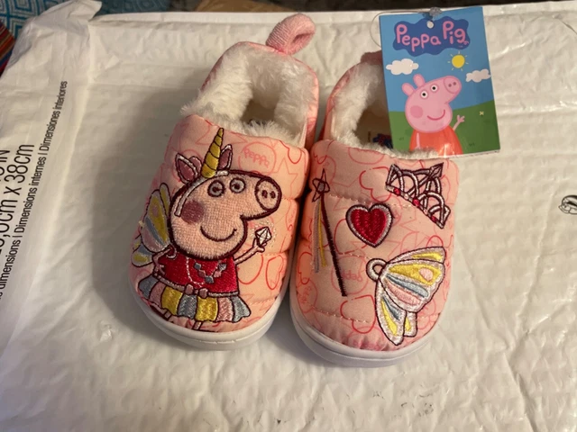 Peppa Pig Pink Faux Fur Lined Toddler Girls Slipper Size 5/6 NEW W TAGS