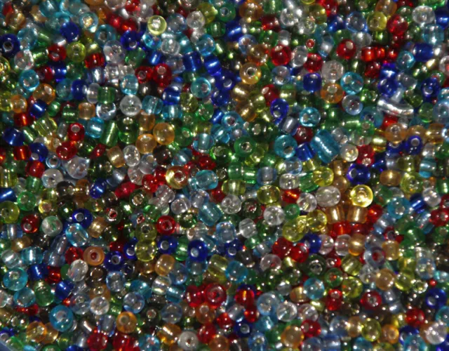 50g Perles de rocailles en verre bordée d'argent,mélange couleur 12/0 - 2 mm