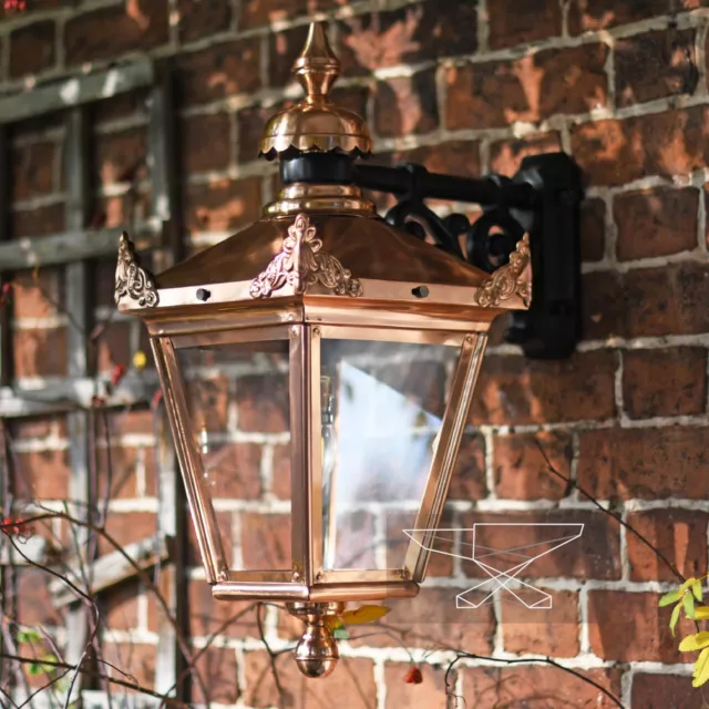 Deluxe Copper Hanging Wall Lantern 61 x 46cm