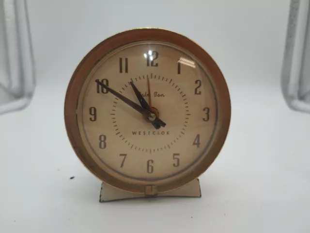 Vtg. Westclox BABY BEN Wind Up Alarm Clock Model 61-Y Luminous Hands Black Gold