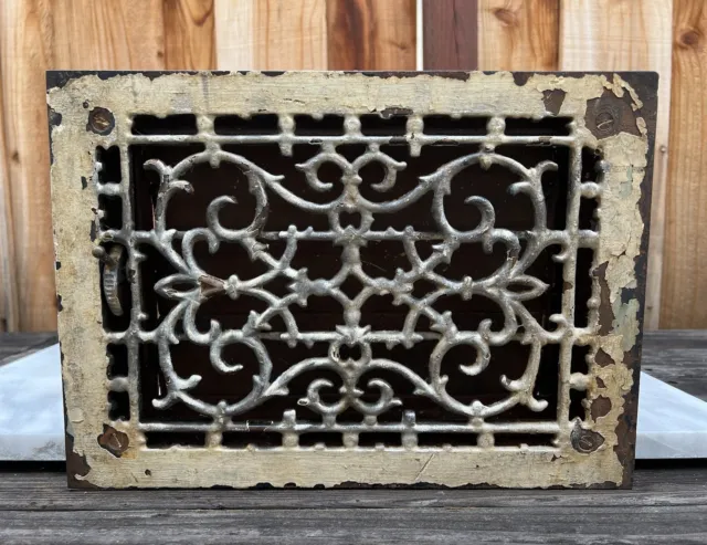 Antique Ornate Heat Register Grate ~ Vintage Decorative Cast Iron Heat Vent