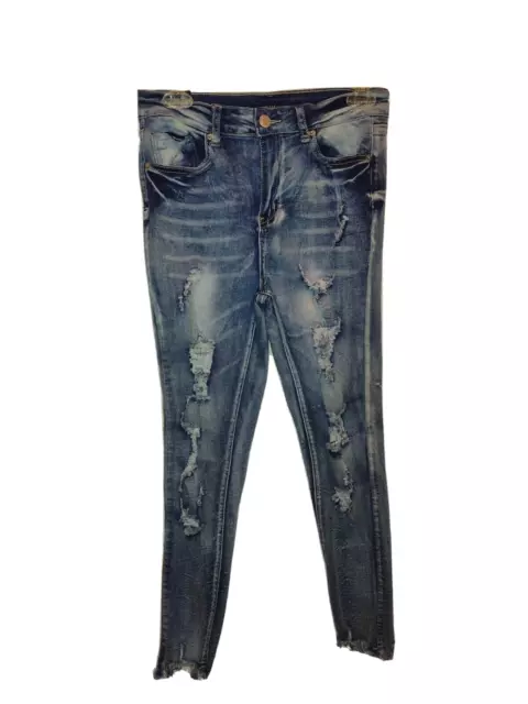 Elite Jeans SKINNY FIT DISTRESSED/DESTROYED RAW HEM MID RISE JEANS ~ Sz: 9/29
