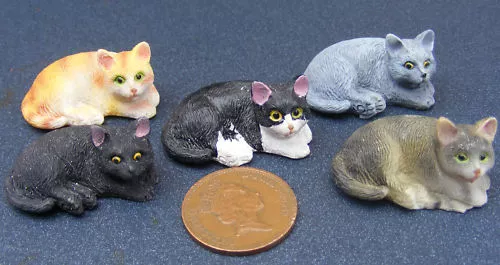 Liegeharz Katze Haustier Tier Kätzchen Tumdee Maßstab 1:12 Puppenhaus Miniatur FR