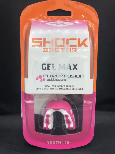 Shock Doctor Gel Max Flavor Fusion Mouthguard Bubble Gum Youth Pink New