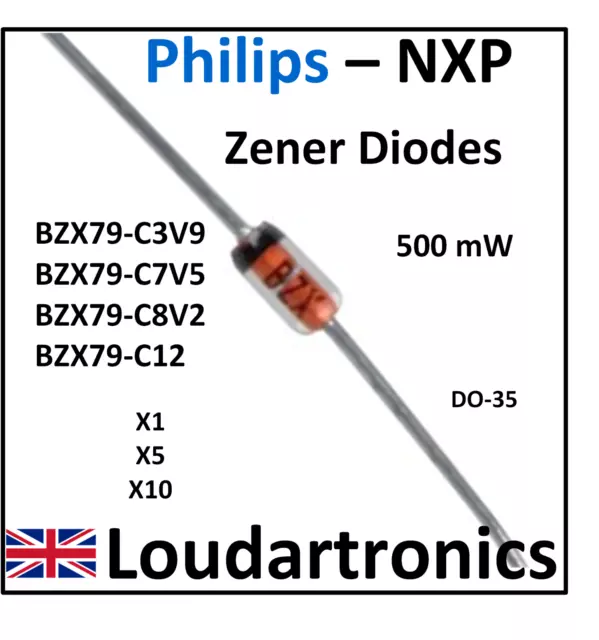 NXP Philips BZX79-C3V9 BZX79-C7V5 BZX79-C8V2 BZX79-C12 Series Zener Diode