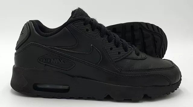 Nike Air Max 90 Low Leather Trainers 833412-001 Triple Black UK3.5/US4Y/EU36