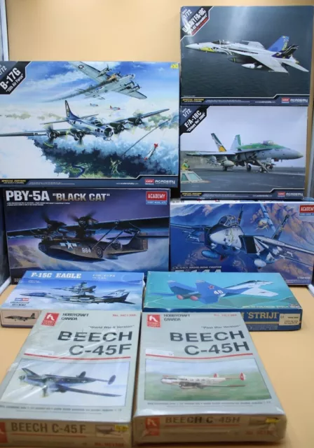 Sealed Assorted Model Kits - Aircraft Airplanes 1:72 Scale Academy, Fujimi, etc.