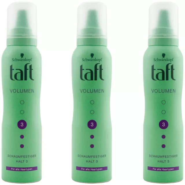 Taft Mousse Volume 3 X 150ml Hold Level 3 - for all Hair Types
