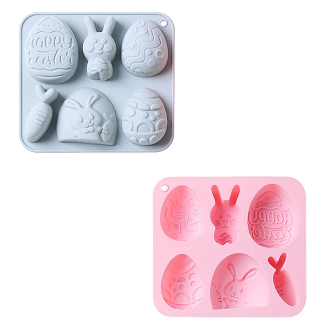2 piezas moldes de silicona en forma de huevo de conejo para moldes de galletas de chocolate